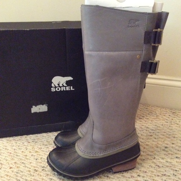 🆕 SOREL gray leather slim pack tall boots- 5.5 - Picture 3 of 7